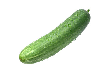 Fresh Cucumber with water droplets isolated on white background. Clipping path