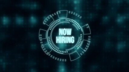 Internet, business, Technology and network concept.NOW HIRING inscription, modern technology business concept
