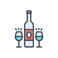 Color illustration icon for wine 