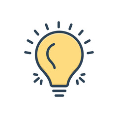 Color illustration icon for light bulb