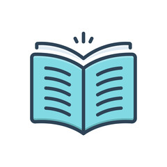 Color illustration icon for open book 