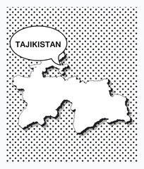 Pop art map of tajikistan