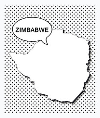 Pop art map of zimbabwe