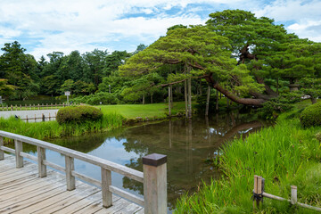 Fototapeta premium 石川県金沢市にある兼六園周辺の風景 Scenery around Kenrokuen Garden in Kanazawa City, Ishikawa Prefecture, Japan.