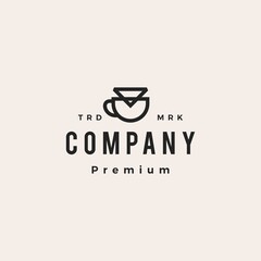 coffee paper filter dripper hipster vintage logo vector icon illustration