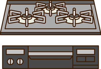 Black built-in stove with 3 burners