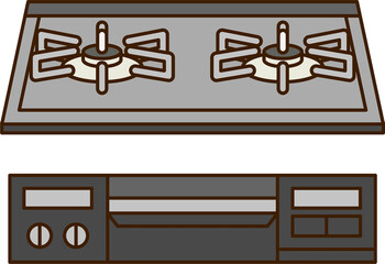 Black built-in stove with 2 burners