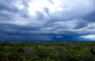 Storm clouds with the rain. Nature Environment Dark huge cloud sky black stormy cloud