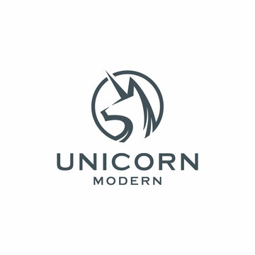 Unicorn horse circle logo design