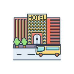 Color illustration icon for hotel travling