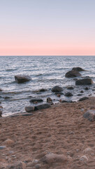 Seascape on the Baltic Sea during summer sunset.