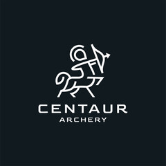 centaur archery ancient line outline abstract logo design minimalist - obrazy, fototapety, plakaty