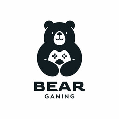 bear gamepad controller gaming logo design negative space