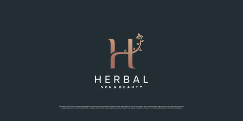 Obraz premium Letter H logo with nature concept Premium Vector