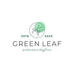Flower with Green leaf logo botanical spa logo inspiration vector icon illustration custom logo design vector 