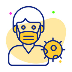 male Coronavirus Infected Healthcare Medical, vector graphic Illustration Icon.