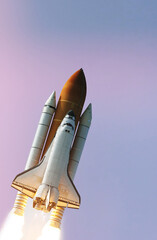 Fototapeta premium Space shuttle launches to stars. The elements of this image furnished by NASA.