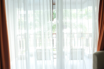 Modern living room with beautiful curtains interior  morning sun light