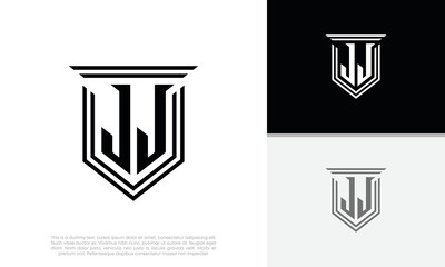 Initials JJ logo design. Luxury shield letter logo design.