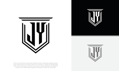Initials JY logo design. Luxury shield letter logo design.
