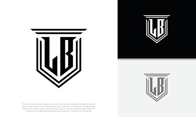 Initials LB logo design. Luxury shield letter logo design.