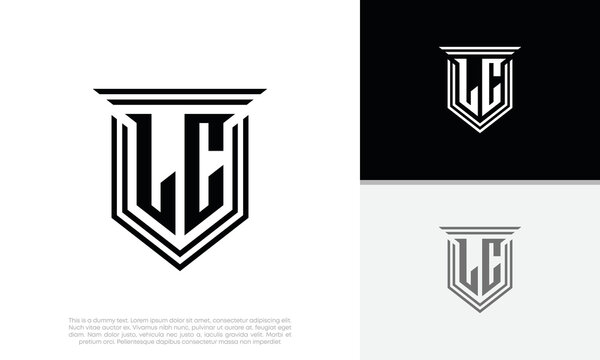 Initials LC logo design. Luxury shield letter logo design.