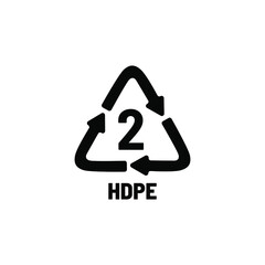 Recycling icon for plastic. Recycling symbol HDPE 2, vector illustration.