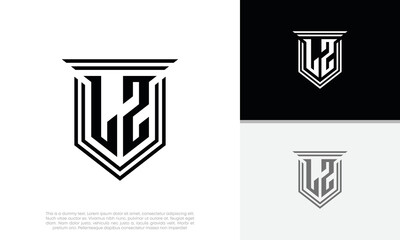 Initials LZ logo design. Luxury shield letter logo design.