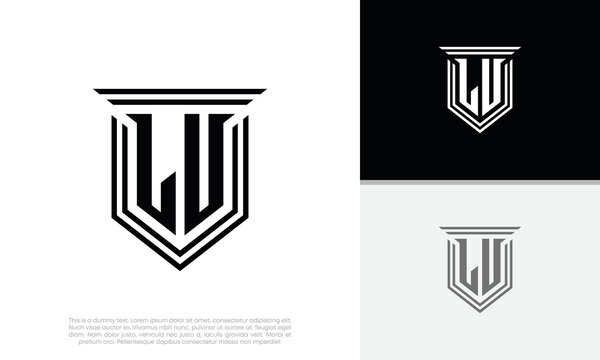 Initials , . LU logo design. Luxury shield letter logo design.