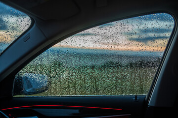 rain drops on a side window