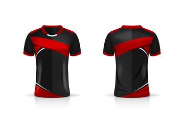 Specification Soccer Sport , Esport Gaming T Shirt Jersey template. mock up uniform . Vector Illustration design