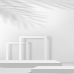 Fototapeta na wymiar Abstract background with white color geometric 3d podiums. Vector illustration