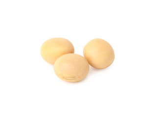 Pile of raw soya beans on white background. Vegetable planting