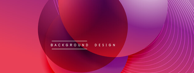 Gradient circles with shadows. Vector techno abstract background. Modern overlapping forms wallpaper background, design template