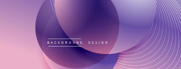 Gradient circles with shadows. Vector techno abstract background. Modern overlapping forms wallpaper background, design template