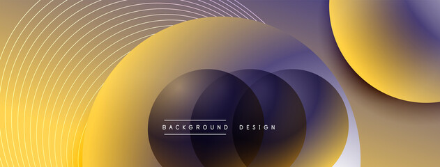 Gradient circles with shadows. Vector techno abstract background. Modern overlapping forms wallpaper background, design template