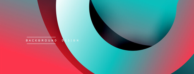 Abstract overlapping lines and circles geometric background with gradient colors