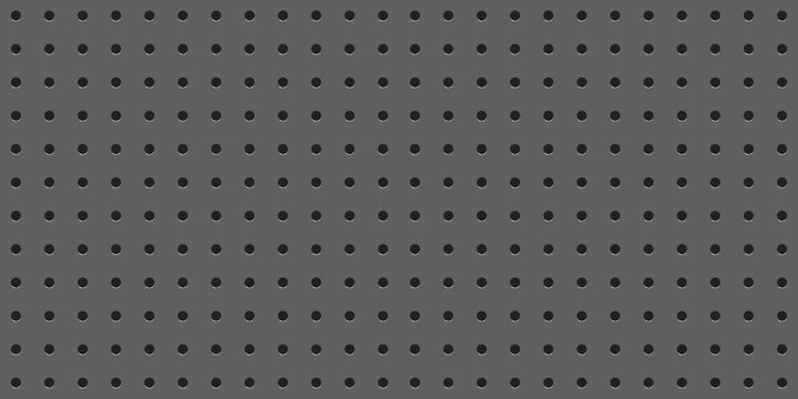 Metal Peg board perforated texture background material with round holes seamless pattern board vector illustration. Wall structure for working bench tools.