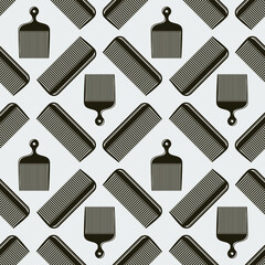 Barbershop background, seamless pattern with comb	