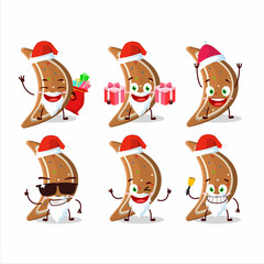 Santa Claus emoticons with gingerbread moon cartoon character