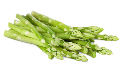green asparagus on white isolated background