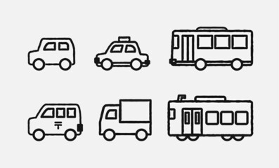 It is vector.Vehicle drawing outline icon set.