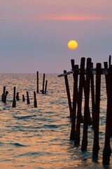 Old wooden bridge at Pilai Beach, Phang Nga Province