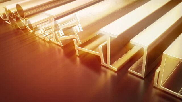 lighting different metal profile scrolling background, seamless loop