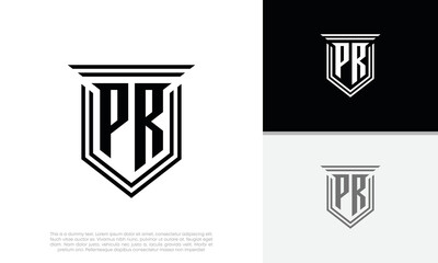 Initials PR logo design. Luxury shield letter logo design.
