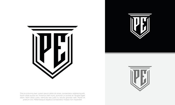 Creative Letter PE Monogram Logo Design Icon Template White and Black  Background 7406343 Vector Art at Vecteezy