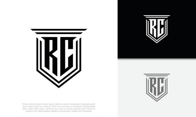 Initials RC logo design. Luxury shield letter logo design.