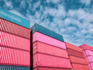 Fototapeta premium container yard blue sky for letters