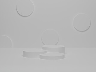 Background products minimal podium on white platform. Abstract minimalism with white background. 3d render, 3d illustration