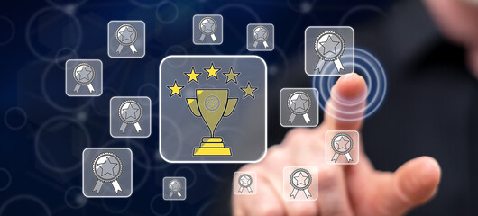 Man touching a quality concept